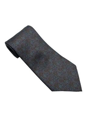 Oscar de la Renta Vintage Silk Tie Multicolour Diamond Pattern Lilac Orange Teal